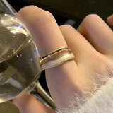 Wave Rings Enamel Double Layer 925 Silver Filled 14K Women Jewelry Bridesmaid Gi