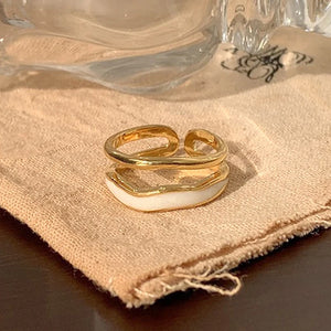 Wave Rings Enamel Double Layer 925 Silver Filled 14K Women Jewelry Bridesmaid Gi