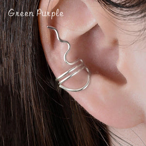 925 Sterling Silver Geometric Ear Cuff Earrings 14k Filled