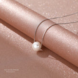 925 Silver Korea INS Pearl Pendant Necklace Anniversary Gift