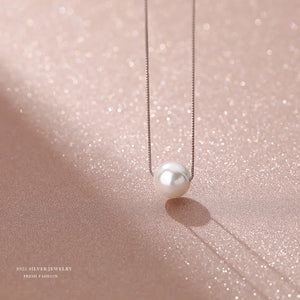 925 Silver Korea INS Pearl Pendant Necklace Anniversary Gift