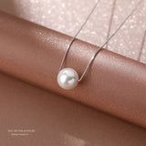 925 Silver Korea INS Pearl Pendant Necklace Anniversary Gift