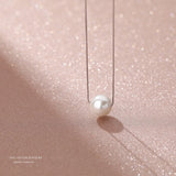 925 Silver Korea INS Pearl Pendant Necklace Anniversary Gift