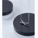 925 Silver Cross Line Pendant Necklace Women's Gift