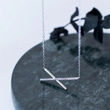 925 Silver Cross Line Pendant Necklace Women's Gift
