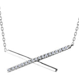 925 Silver Cross Line Pendant Necklace Women's Gift