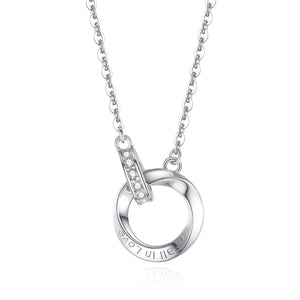 925 Silver Double Circle Pendant Necklace Clavicle Necklace