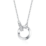 925 Silver Double Circle Pendant Necklace Clavicle Necklace