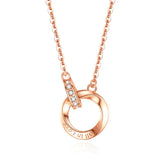 925 Silver Double Circle Pendant Necklace Clavicle Necklace