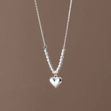 925 Silver Ladies Glossy Love Cut Beads Clavicle Chain Holiday Gift