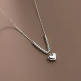 925 Silver Ladies Glossy Love Cut Beads Clavicle Chain Holiday Gift