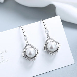 925 Sterling Silver Flower Earrings for Women, European and American Style