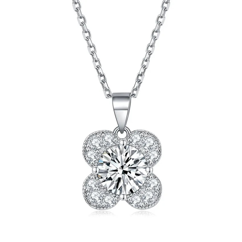 925 Sterling Silver Flower Pendant Necklace Clavicle Chain