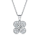 925 Sterling Silver Flower Pendant Necklace Clavicle Chain