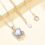 925 Sterling Silver Flower Pendant Necklace Clavicle Chain