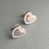 925 Silver Heart Stud Earrings Women's Holiday Jewelry