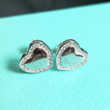 925 Silver Heart Stud Earrings Women's Holiday Jewelry
