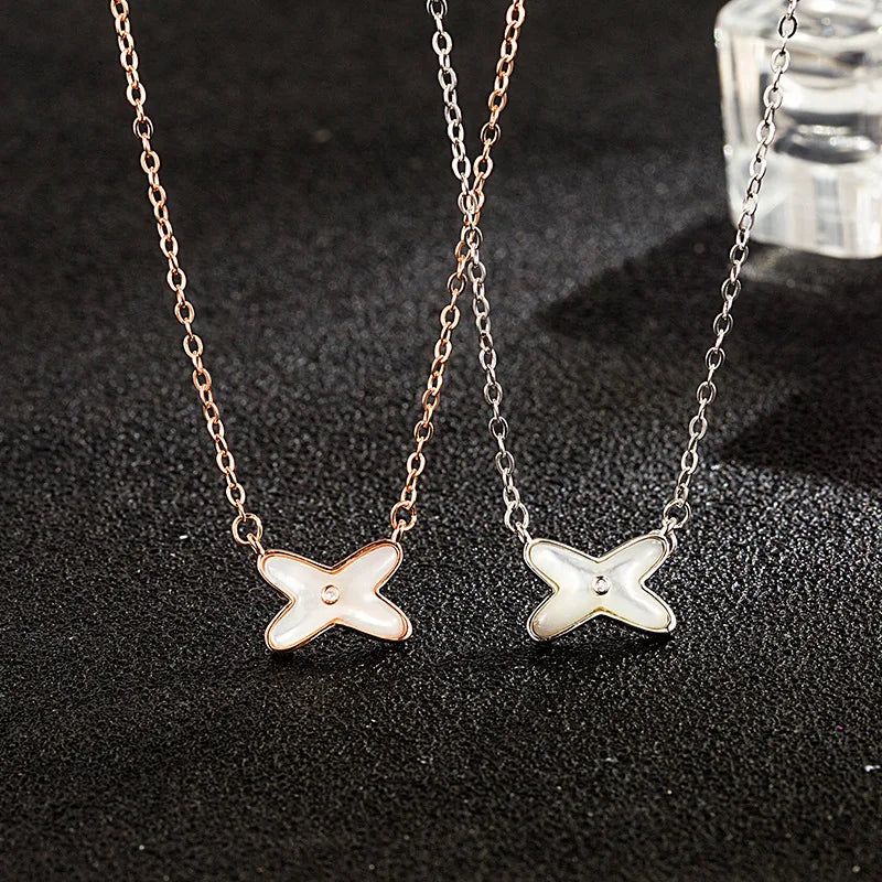 925 Sterling Silver Cross Pendant Necklace Clavicle Chain European Holiday