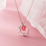 925 Sterling Silver Moon Ball Necklace for Women, Holiday Gift