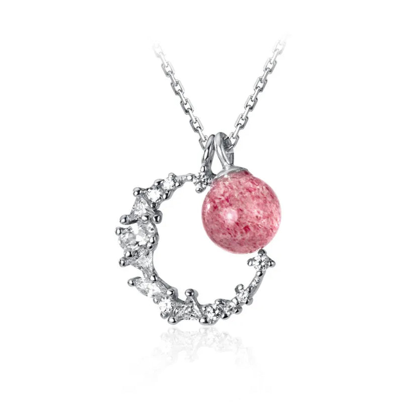 925 Sterling Silver Moon Ball Necklace for Women, Holiday Gift