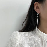 925 Silver Tassel Earrings with Zircon Studs