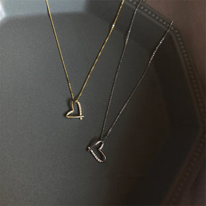 925 Silver Heart Pendant Necklace, 14k Plating, Women Gift