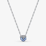 Women's 925 Silver Hearts Pendant Circle Necklace