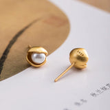 925 Silver Chinese Earrings with Pearls Retro Style for Women
