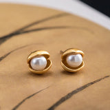 925 Silver Chinese Earrings with Pearls Retro Style for Women