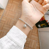 S925 Face Bracelet Thai Silver Ins Retro Expression Stitching Silver Beads