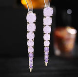 S925 Silver Needle French Earrings Long Ice Cracked Zircon Ear Jewelry
