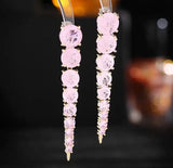 S925 Silver Needle French Earrings Long Ice Cracked Zircon Ear Jewelry