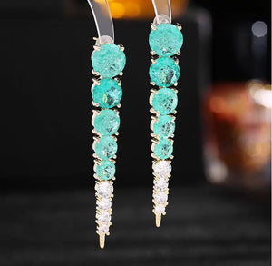 S925 Silver Needle French Earrings Long Ice Cracked Zircon Ear Jewelry