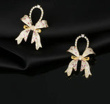 Sweet Zircon Bow Earrings Women Ear Jewelry