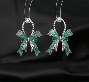 Sweet Zircon Bow Earrings Women Ear Jewelry