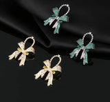 Sweet Zircon Bow Earrings Women Ear Jewelry