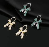 Sweet Zircon Bow Earrings Women Ear Jewelry