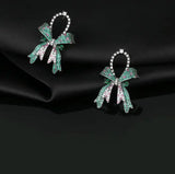 Sweet Zircon Bow Earrings Women Ear Jewelry