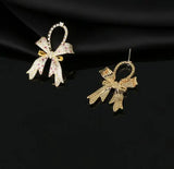 Sweet Zircon Bow Earrings Women Ear Jewelry