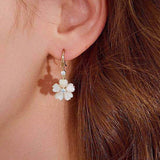 S925 Silver Opal Flower Tassel Earrings