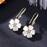 S925 Silver Opal Flower Tassel Earrings