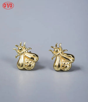 925 Silver Insect Earrings Compact Net Red