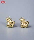 925 Silver Insect Earrings Compact Net Red