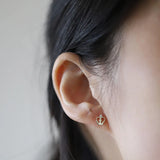 S925 Silver-Plated 14K Crown Earrings with Small Diamonds