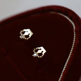 S925 Silver-Plated 14K Crown Earrings with Small Diamonds