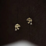 Childlike Mood Earrings: 925 Silver Plated 14K Small Umbrella Earrings