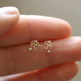 Childlike Mood Earrings: 925 Silver Plated 14K Small Umbrella Earrings