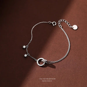 S925 Silver Double Ring Bracelet Women's Niche All-Match Jewelry