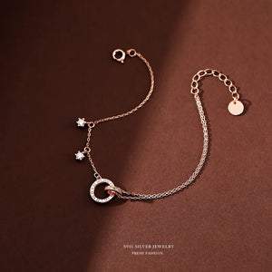 S925 Silver Double Ring Bracelet Women's Niche All-Match Jewelry