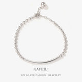 925 Silver Small Round Bead Bracelet Female Smiley Hand Jewelry Niche